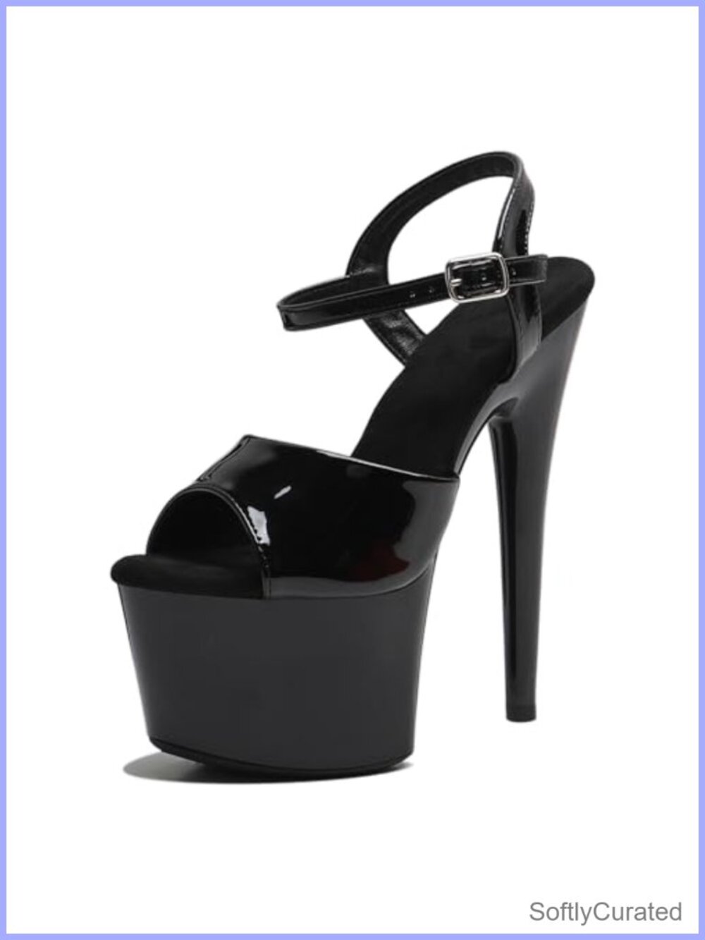 Womens 7 Inch Platform Stiletto Sandals Ankle Strap Pole Dance Heels